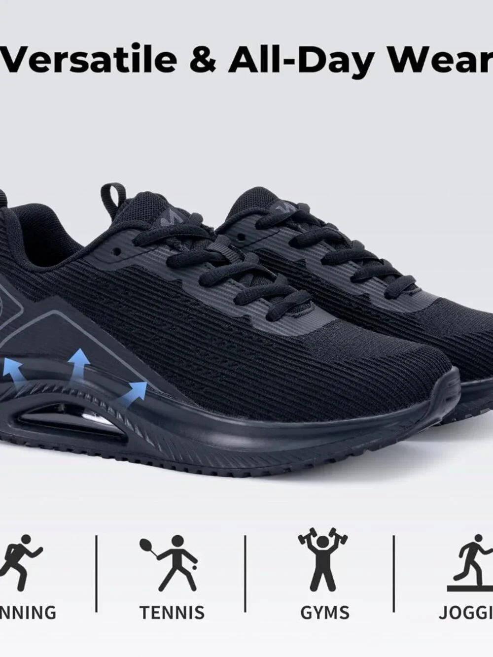 Women's Grey Black Arch Support Walking Shoes Plantar Fascistic Sneakers